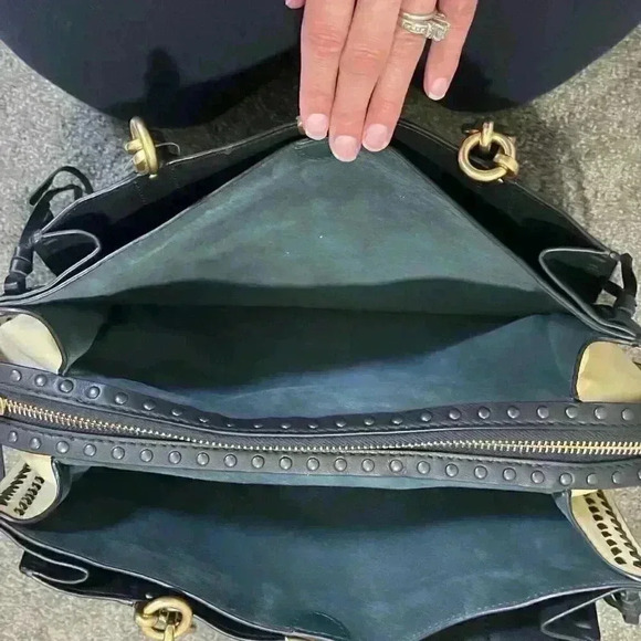 NWT COACH 37391 Dreamer Tote 34 in Colorblock Evergreen Whipstitch Rivets - Picture 12 of 16